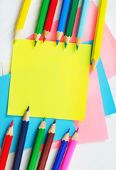 Fototapeta premium pencils and color sheets