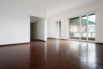 White apartment Interior, view large livingroom