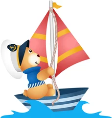 Türaufkleber Teddybär Seemann in einem Boot © soniagoncalves