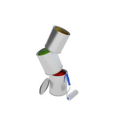Paint Can with roller brush isolated on white