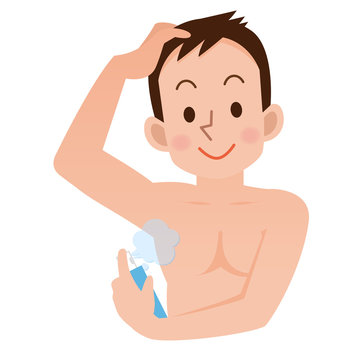 recommend clip art: デオドラントスプレーをする男性