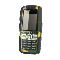 khaki phone isolated on white background.