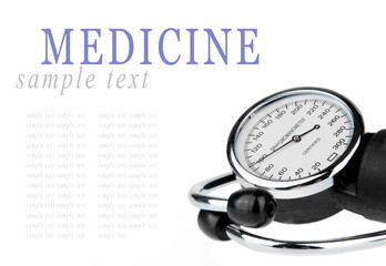 Sphygmomanometer and stethoscope isolated