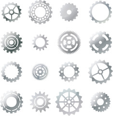 set: silver cogwheel