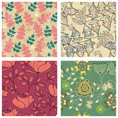 vector set of seamless floral background