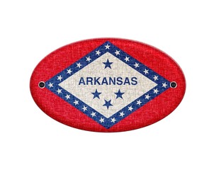 Wooden sign of Arkansas.