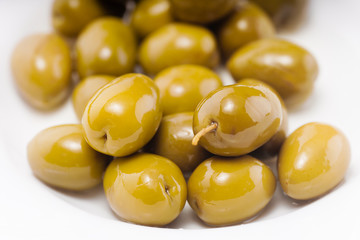 Green olives in olive oil