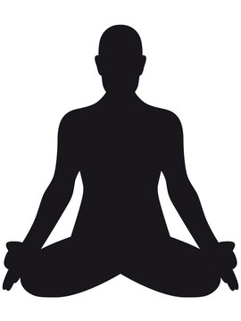 Eine Person im Lotussitz &ndash; die H&auml;nde im Chin-Mudra, freigestellt