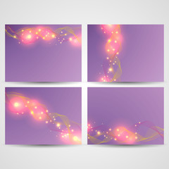 Set of purple  vector backgrounds