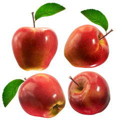 collection red apples isolated on white