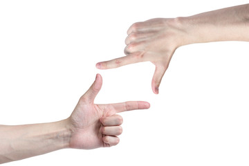 adult man hands framing something