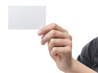 Fototapeta premium female teen hand holding blank visiting card