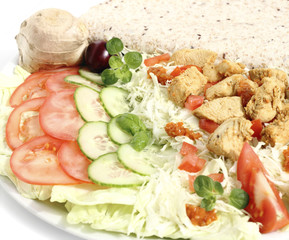 Appetizer with fried chicken breast sliced