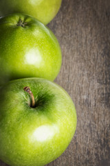 ripe green apples close up