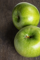 two ripe green apples close up