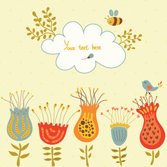 Cute banner with flowers and place for your text.