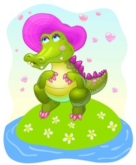 Vector girl crocodile character