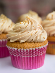 Cream and pink cupcake