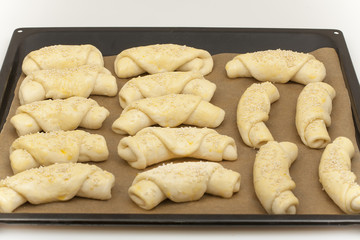 bagels are prepared for baking