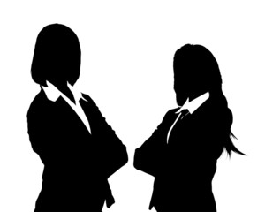 Vector image of two young businesswomen. AI CS.