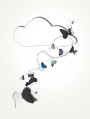 Butterflies flying from the clouds