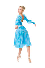 Full length of young ballerina posing