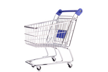 empty shopping cart on white