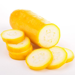 yellow zucchini on white