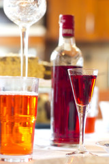 cherry liqueur on the table