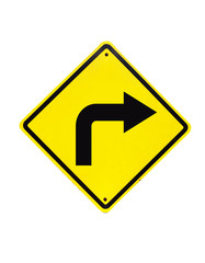 Turn right traffic sign on white