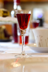 cherry liqueur shot on the table