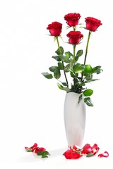 Vaso Rose Rosse con Petali