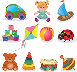 Fototapeten Spielzeugset für Babys. Vektor-Illustration © ARNICA