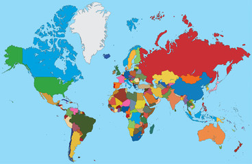 Fototapeta na wymiar Colorful map of World