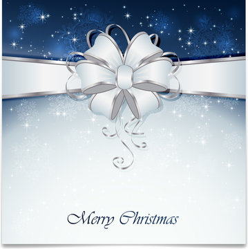 Blue Christmas Background With Bow