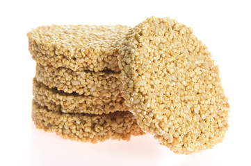 Amaranth cakes on a white background