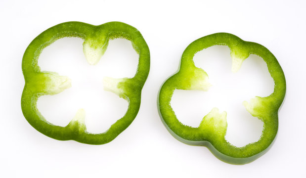 Sliced green pepper isolated on white