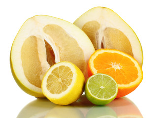 Lots ripe citrus isolated on white