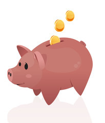 piggy bank and coins