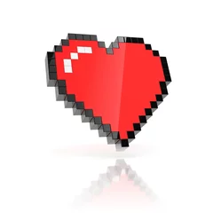 Fotobehang Pixel korrelig hart 3d pictogram