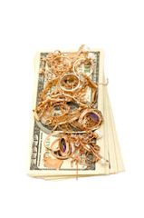 Gold ornaments and dollars