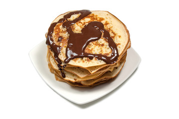 Crepes con sirope de chocolate