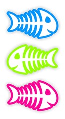 set of color fish bone stickers