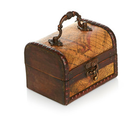 close wooden chest isolated on white background