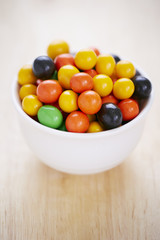 Bowl of multi coloured sweets