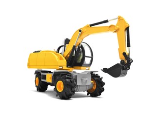 Modern yellow excavator machines
