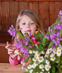 Little Girl Flower Arranging