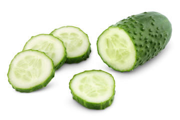 Sliced cucumber vegetable isolated on white
