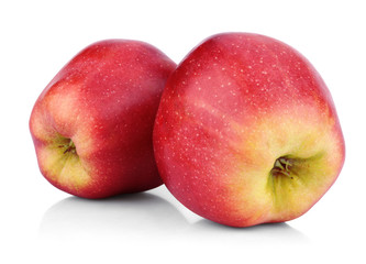 Two red apple fruits isolated on white with clipping path