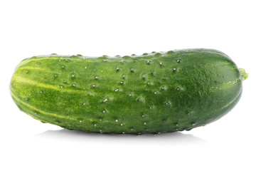 Single cucumber vegetable isolated on white with shadow